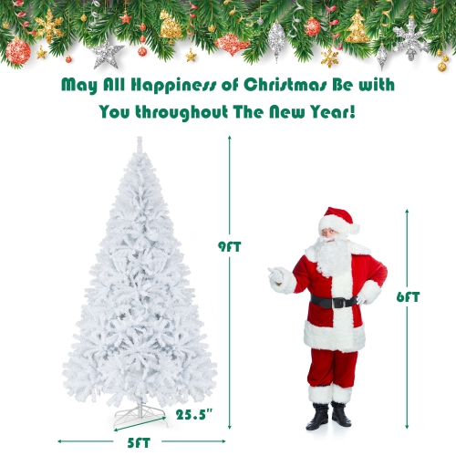 Gymax 6ft/ 7.5ft/ 9ft White Christmas Tree Classic Pine Tree