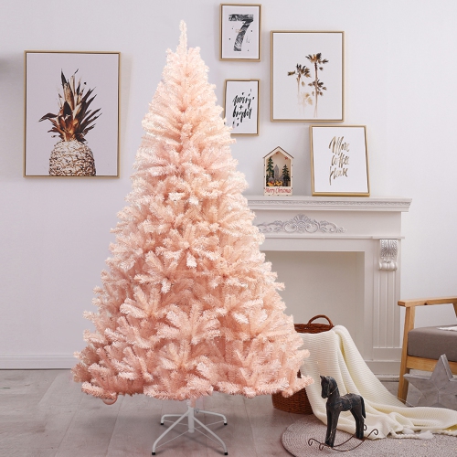 Gymax 6ft/ 7ft Pink Classic Pine Christmas Tree Artificial Hinged Tips