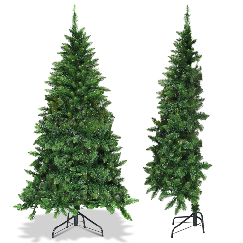Gymax 5ft LED Pre-lit Half Christmas Tree PVC Artificial Tree w/ 8 Flash Modes 250 Lights