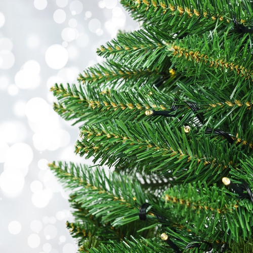 Gymax 5ft LED Pre-lit Half Christmas Tree PVC Artificial Tree w/ 8 Flash Modes 250 Lights