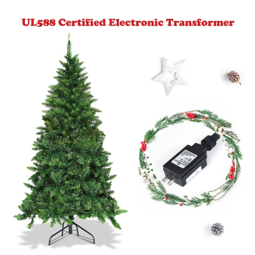 Gymax 5ft LED Pre-lit Half Christmas Tree PVC Artificial Tree w/ 8 Flash Modes 250 Lights