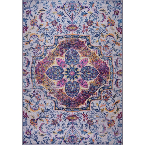 LA DOLE RUGS  Ladole Rugs Maya Traditional Design Polypropylene Area Rug Carpet In Pink, 5X8 (5'3" X 7'6", 160Cm X 230Cm) In Blue