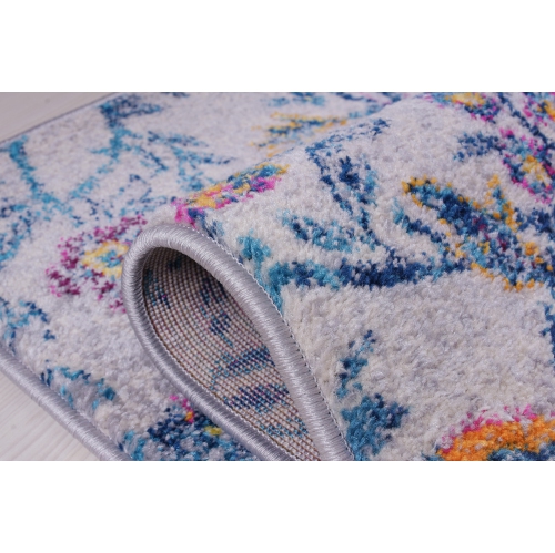 Ladole Rugs Maya Traditional Design Polypropylene Area Rug Carpet in Blue Pink, 5x8