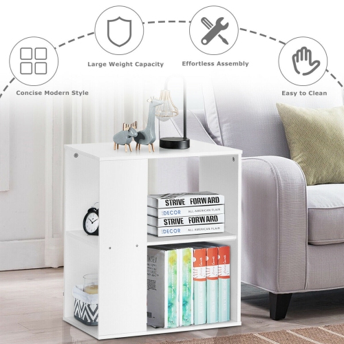 Gymax 2pcs 2-Tier Side Sofa End Table Bedside Nightstand Table White