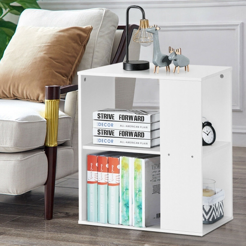 Gymax 2pcs 2-Tier Side Sofa End Table Bedside Nightstand Table White
