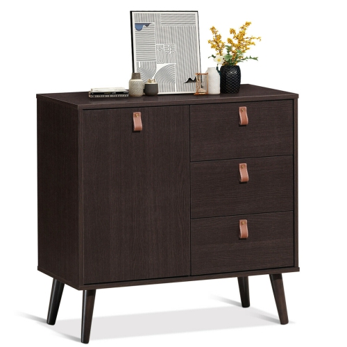 Gymax Sideboard Entryway Console Table w/ Display Cabinet Brown Home