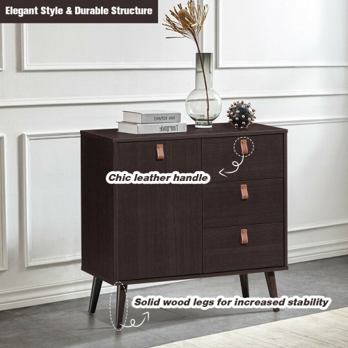 Gymax Sideboard Entryway Console Table w/ Display Cabinet Brown Home