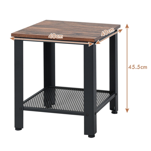Gymax Set of 2 Industrial End Table 2Tier Side Table W/Storage Shelf Sofa Table Black