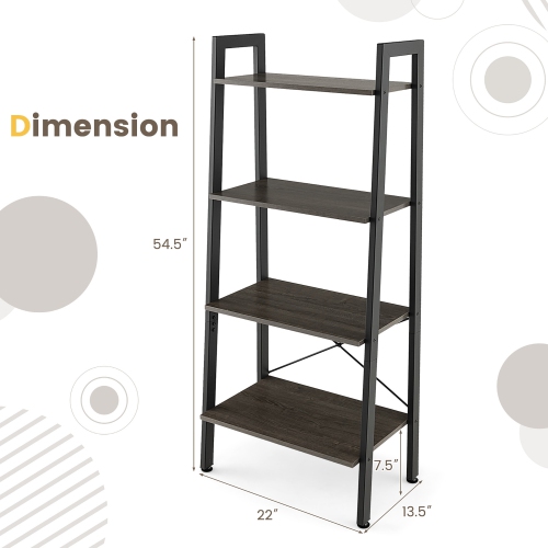 Gymax 4-Tier Ladder Shelf Ladder Bookcase Bookshelf Display Rack Plant Stand