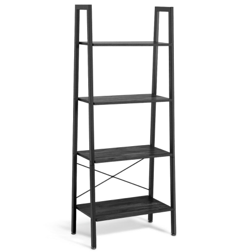 Gymax 4-Tier Ladder Shelf Ladder Bookcase Bookshelf Display Rack Plant Stand