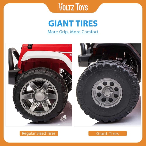 VOLTZ TOYS 2-Seater 12V Ride-on Lifted Jeep Truck with Raised Suspension, LED Lights, Parental Remote Control, MP3 Player, Leather Seat, EVA Wheels