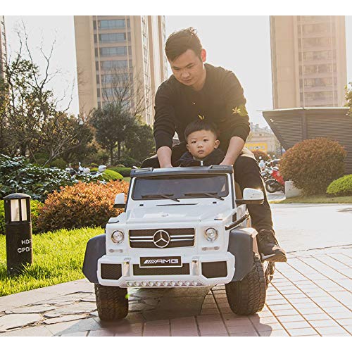 Kids Ride On Car Official Licensed Mercedes Benz Amg G63 6x6 12v Kid Electric Ride On Car With Parent Seat Parental Remote Control 6 Motors Led Lighting Leather Seat And Mp3 White Best