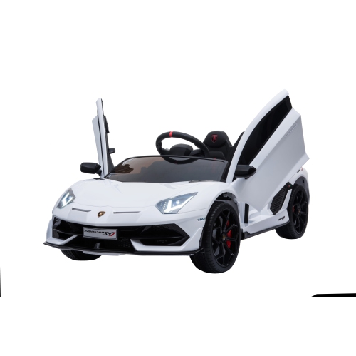 12v Ride On Kids Vehicle Lamborghini Sv J With Remote Control Sound System Hydraulic Doors White