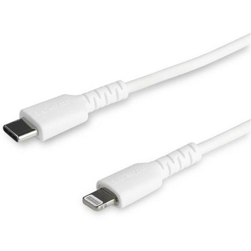 StarTech 1m/3.3ft USB C to Lightning Cable - MFi Certified - Heavy Duty Lightning Cable - White - Durable USB Charging Cable