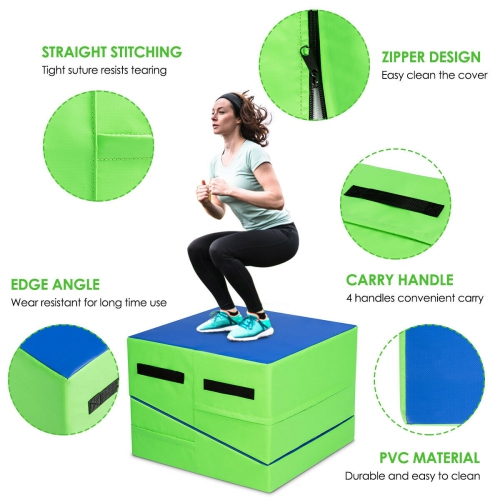 Gymax Folding Gymnastics Tumbling Mat Incline Cheese Wedge Exercise Cushion W/ Handles