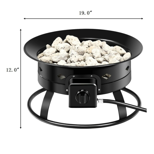 Gymax Portable Propane Outdoor Gas Fire Pit W/ Cover & Carry Kit 19-Inch 58,000 BTU