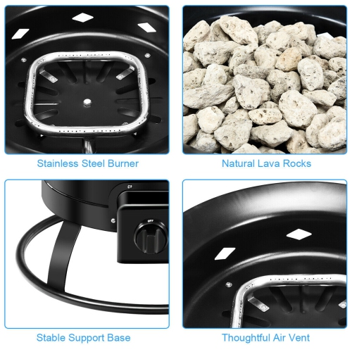 Gymax Portable Propane Outdoor Gas Fire Pit W/ Cover & Carry Kit 19-Inch 58,000 BTU