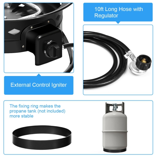 Gymax Portable Propane Outdoor Gas Fire Pit W/ Cover & Carry Kit 19-Inch 58,000 BTU