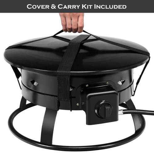 Gymax Portable Propane Outdoor Gas Fire Pit W/ Cover & Carry Kit 19-Inch 58,000 BTU