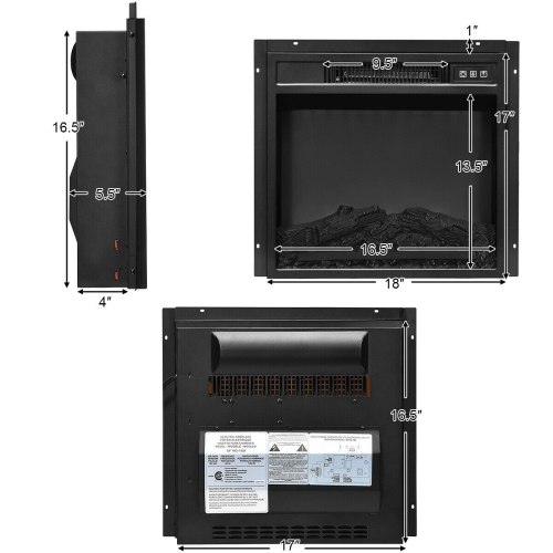 Gymax 2-Tier TV Stand &Electric Fireplace Heater Storage Cabinet Console For 65" TV