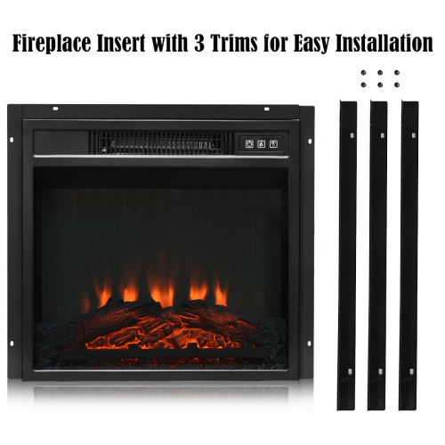 Gymax 18" Electric Fireplace Freestanding &Wall-Mounted Heater Log Flame Remote 1400W