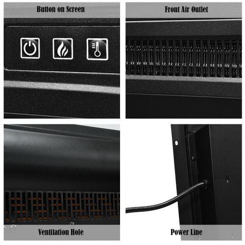 Gymax 18" Electric Fireplace Freestanding &Wall-Mounted Heater Log Flame Remote 1400W