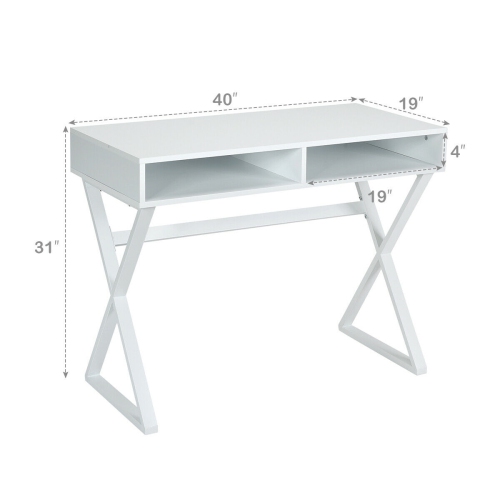Gymax Modern Computer Desk Writing Desk Makeup Vanity Table Storage