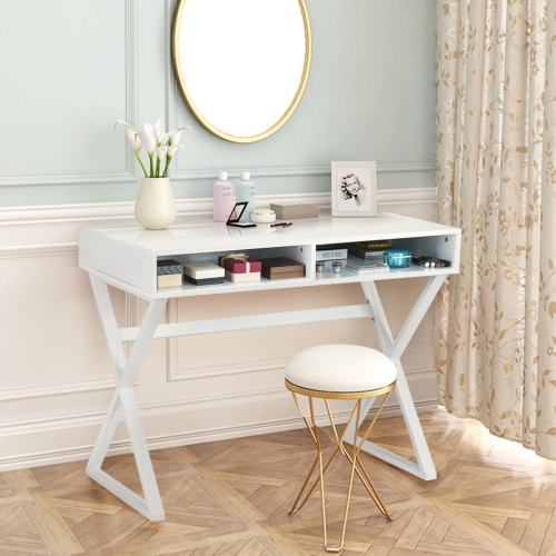 Gymax Modern Computer Desk Writing Desk Makeup Vanity Table Storage