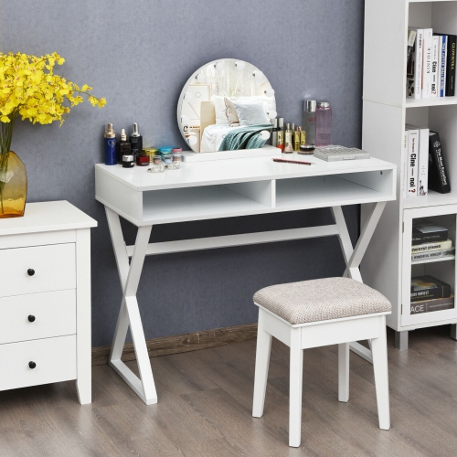 Gymax Modern Computer Desk Writing Desk Makeup Vanity Table Storage