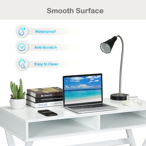 Gymax Modern Computer Desk Writing Desk Makeup Vanity Table Storage
