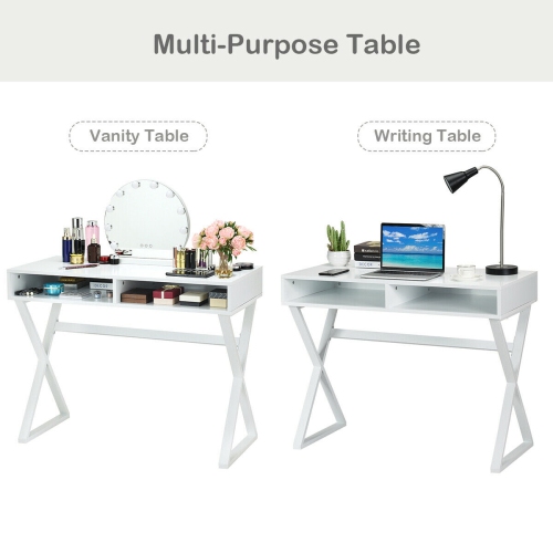 Gymax Modern Computer Desk Writing Desk Makeup Vanity Table Storage