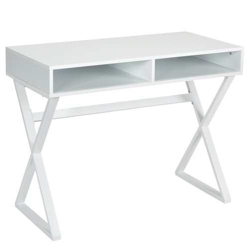 Gymax Modern Computer Desk Writing Desk Makeup Vanity Table Storage