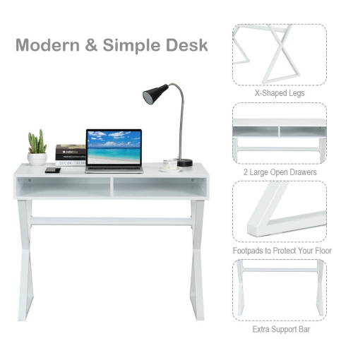 Gymax Modern Computer Desk Writing Desk Makeup Vanity Table Storage