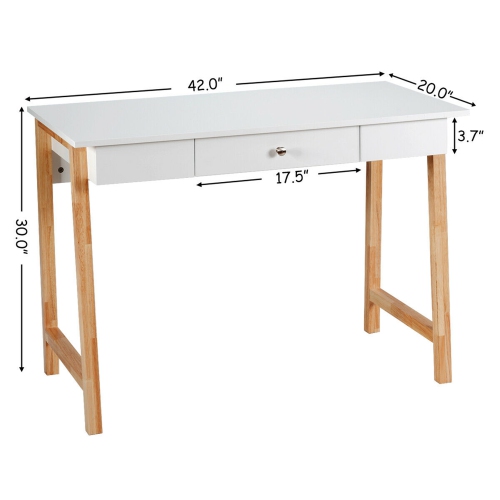 Gymax Computer Desk Laptop PC Writing Table Makeup Vanity Table w/Drawer and Wood Legs