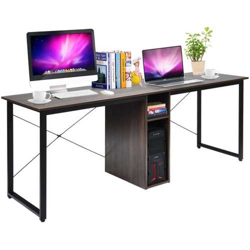 Double Workstation Dual Office Desk, 2 Person Home Office Desk With Drawers