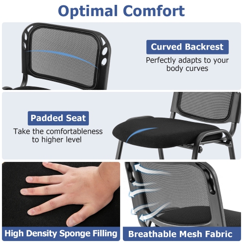 Gymax Set of 5 Conference Chair Mesh Back Office Waiting Room Guest Reception Black