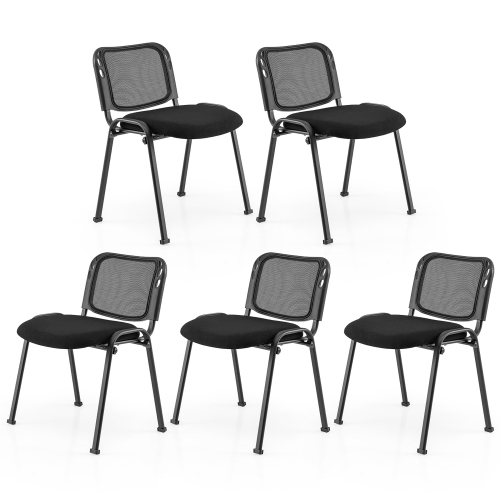 Gymax Set of 5 Conference Chair Mesh Back Office Waiting Room Guest Reception Black