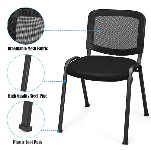 Gymax Set of 5 Conference Chair Mesh Back Office Waiting Room Guest Reception Black