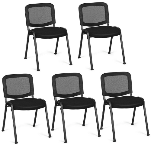 Gymax Set of 5 Conference Chair Mesh Back Office Waiting Room Guest Reception Black