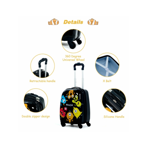 Gymax 2PC Kids Luggage Set Backpack & Rolling Suitcase for School Travel ABS