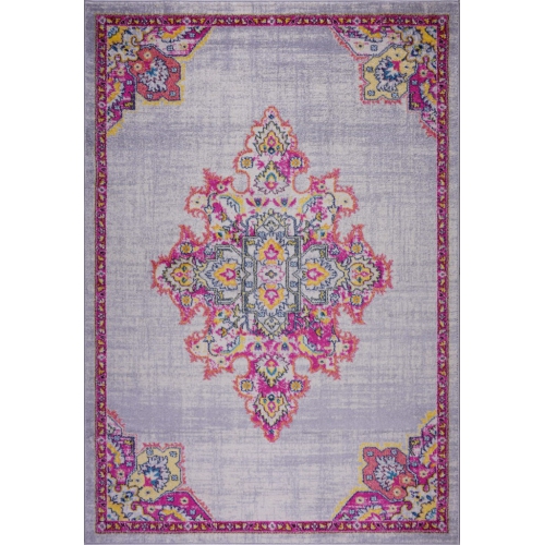 Ladole – Tapis traditionnel pour intérieur, style antique, gris rose, 5 x 8