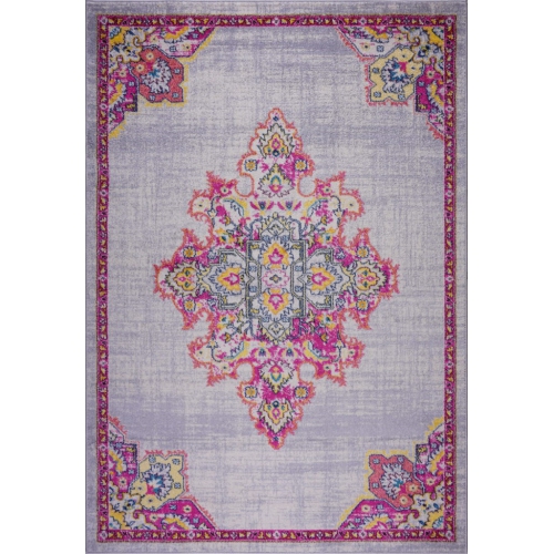Ladole Rugs Geode Antique Style Indoor Traditional Area Rug Carpet in Pink Grey, 4x6