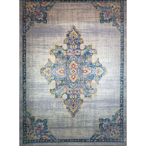 Ladole Rugs Geode Antique Style Indoor Traditional Area Rug Carpet in Turquoise Grey, 3x10