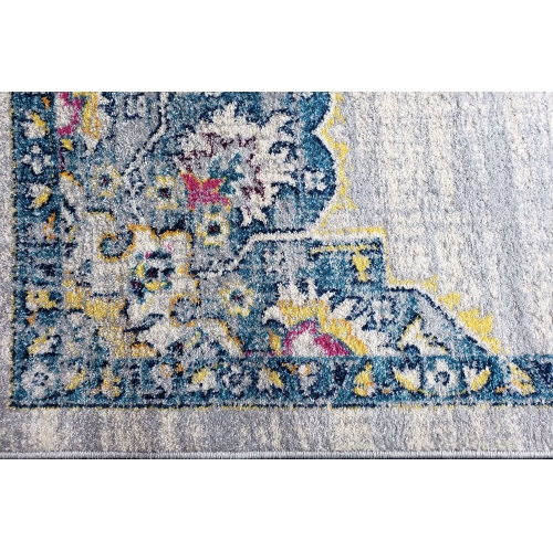 Ladole Rugs Geode Antique Style Indoor Traditional Area Rug Carpet in Turquoise Grey, 3x10