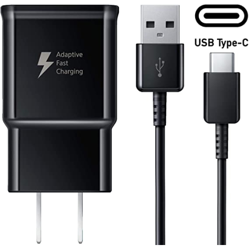 [CSmart] Fast Adaptive Charging Wall Charger + 1m Type USB C Cable for Galaxy S8 S9 S10 Plus Note 8 9 10 A5 A8, Black