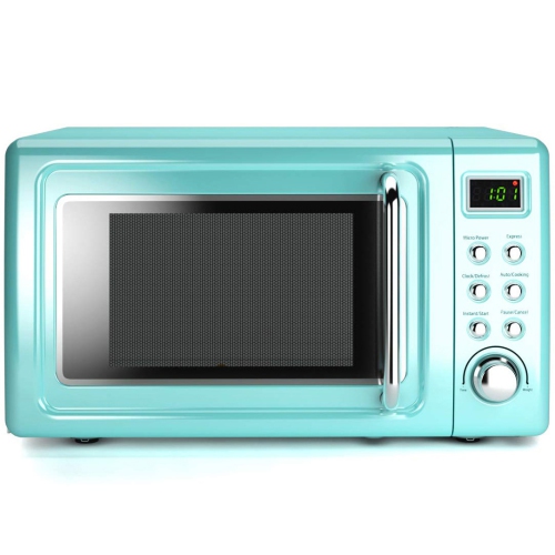Costway 0 7cu Ft Retro Countertop Microwave Oven 700w Led Display