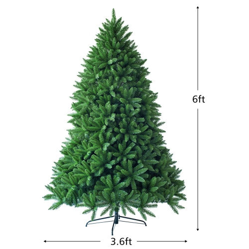 Sapin de Noël artificiel à charnières de qualité supérieure 6 pi de Costway avec 1250 embouts de branches