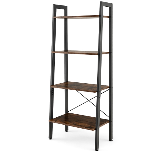 Costway 4-Tier Bookshelf Industrial Display Storage Shelf Plant Flower Stand Metal Frame