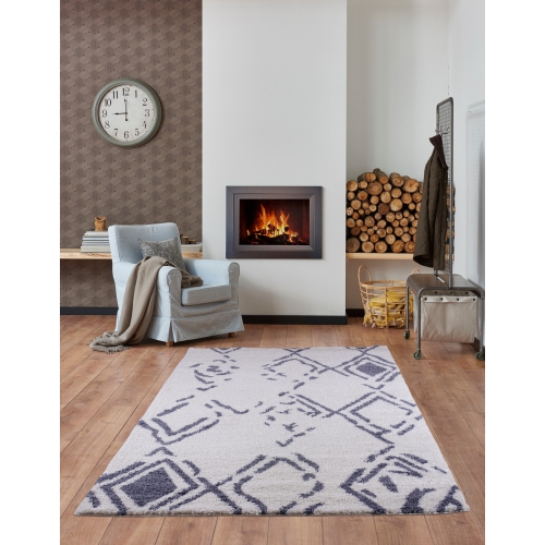 Ladole Rugs Shaggy Kenitra European Soft Modern Small Mat Doormat in White Light Gray, 2x3