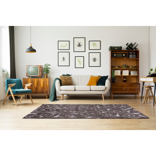Ladole Rugs Shaggy Rabat Abstract Spirals Indoor Area Rug Carpet in Mink White, 8x11